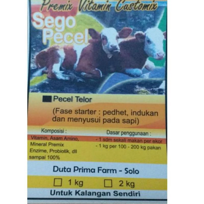 Sego pecel telor premix vitamin customik untuk sapi