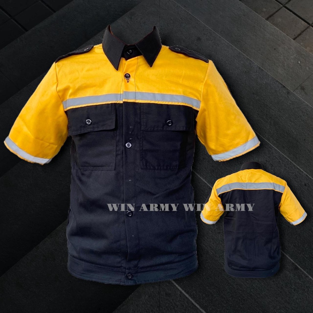 Wearpack Safety Kombinasi / Atasan Safety / Kemeja Safety / Seragam Proyek Wearpack Kerja Lengan Pendek K3