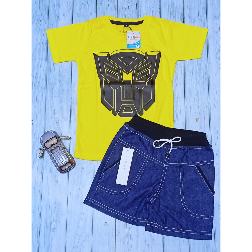 COD Baju Stelan Anak Laki Laki Kaos Distro dan Jeans Pendek RIb usia 1-4 tahun-8