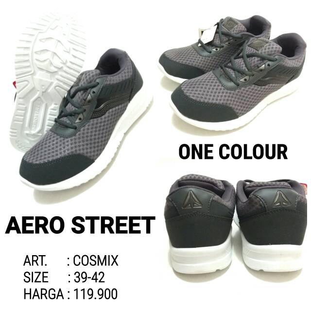 SEPATU SNEAKERS TALI RUNNING OLAHRAGA OUTDOOR PRIA AERO STREET COSMIX MURAH GREY 39-42