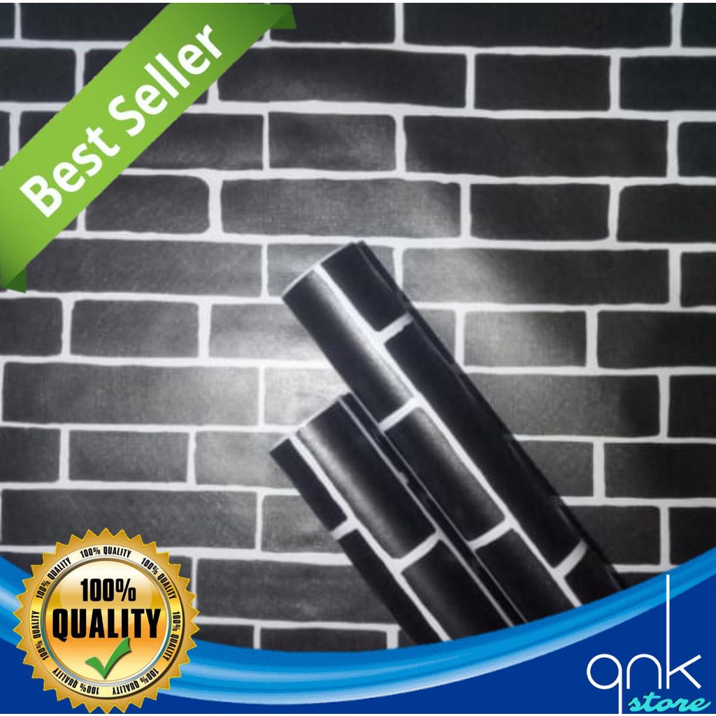 Wallpaper Dinding Motif Bata 45cm x 10m Bata Hitam Klasik Wallpaper Sticker Bata Wallstiker Wallpaper Sticker Wallsticker