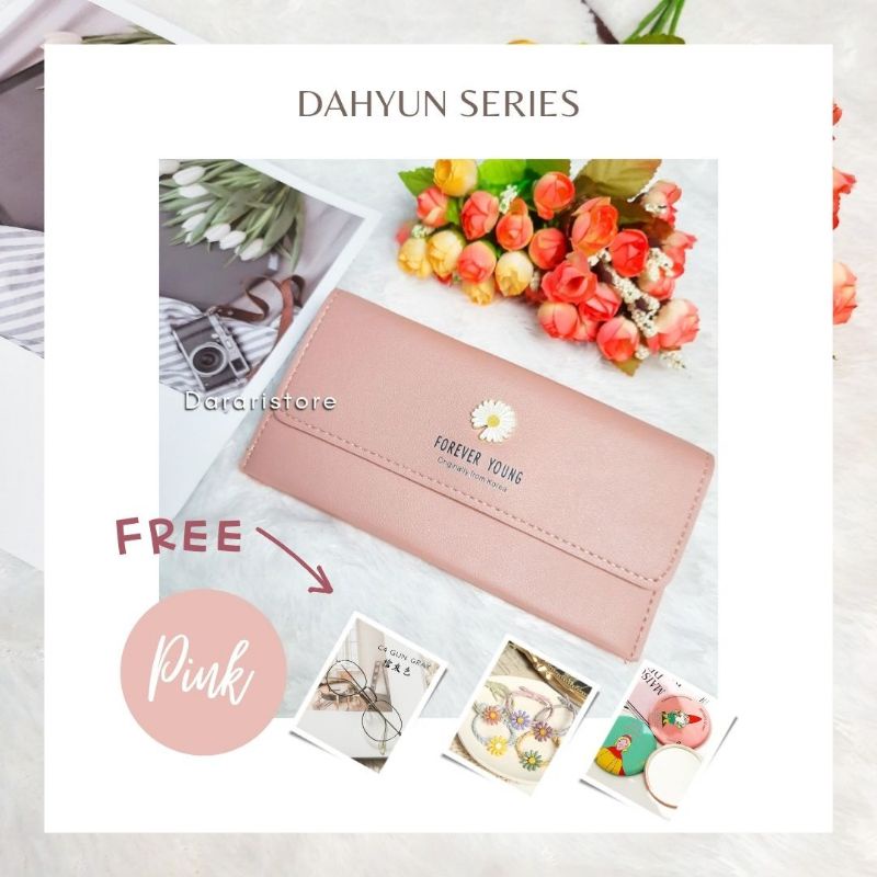 Dahyun Dompet Wanita panjang korean fashion by dararistore free pouch