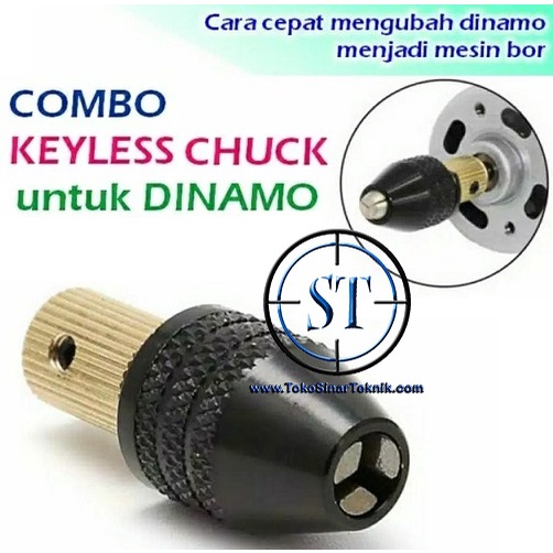 Keyless Multi Chuck Mini Drill 3.17mm Dinamo Bor Clamping 0.3-3.5mm Shaft Mini Gerinda grinder Shank Brass Plus Kunci L