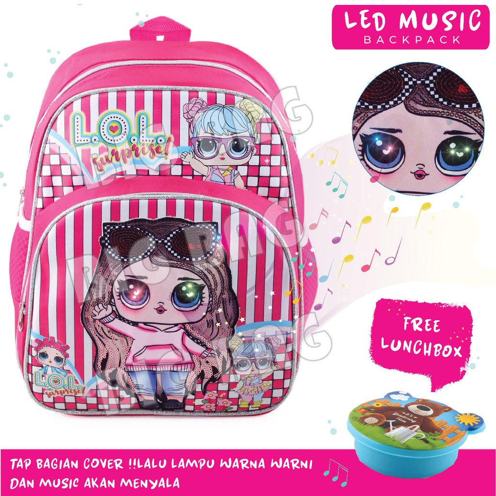 Tas Ransel Anak Perempuan Karakter LOL SURPRISE - LINE ME - RANSEL LED MUSIK + FREE LUNCHBOX