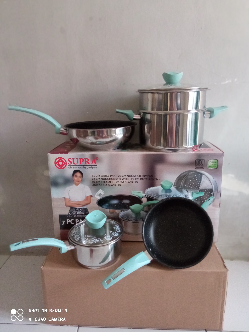 Wajan Set Induksi / Panci Set / 7pcs Cookware Set Supra - Turquoise