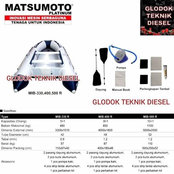 Promo Perahu Karet Matsumoto Mib-330R + Mesin Tempel 7.5 Pk Mob 880 Gr