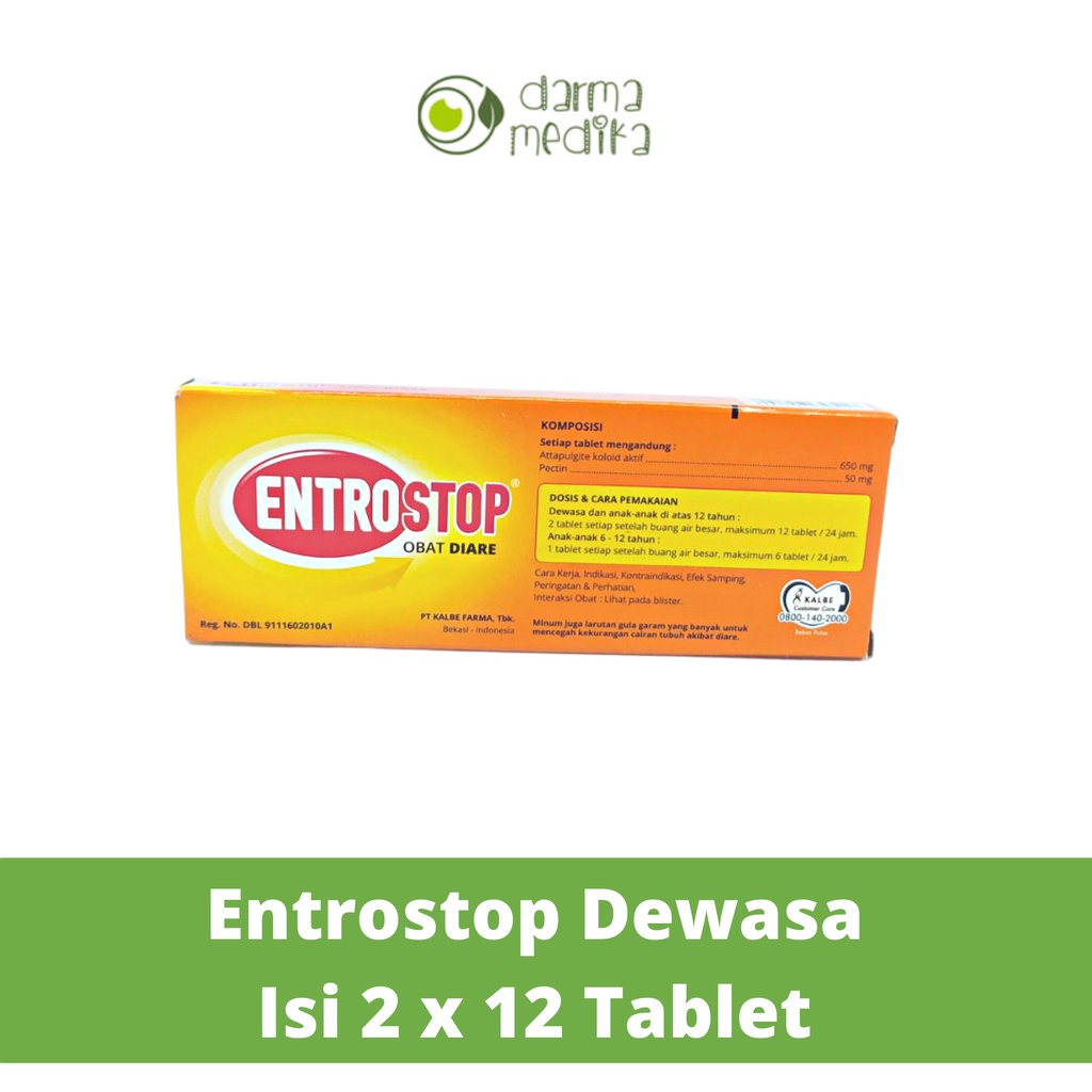 ENTROSTOP TABLET DEWASA BOX KECIL (isi 2 strip @ 12 tablet)