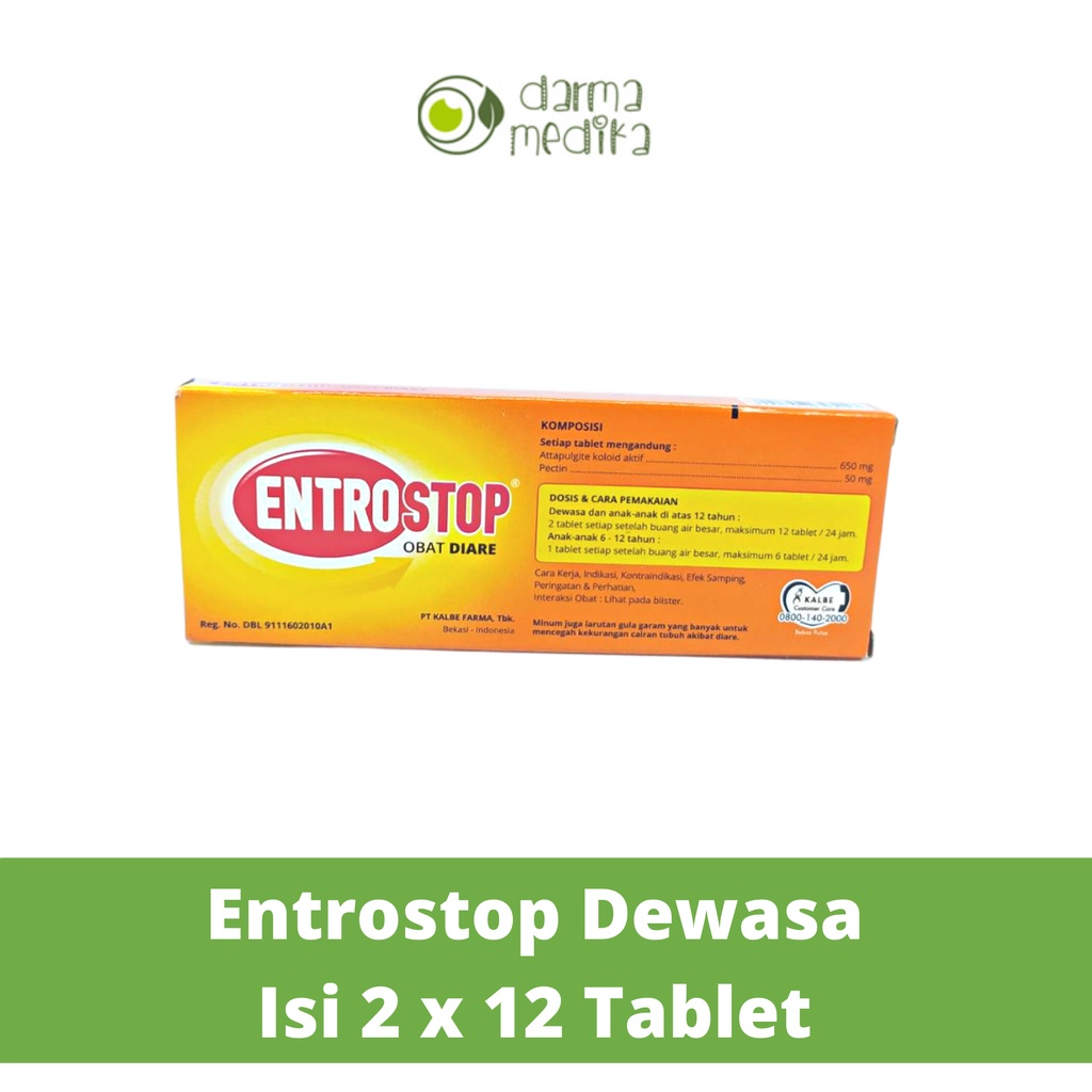 ENTROSTOP TABLET DEWASA BOX KECIL (isi 2 strip @ 12 tablet)