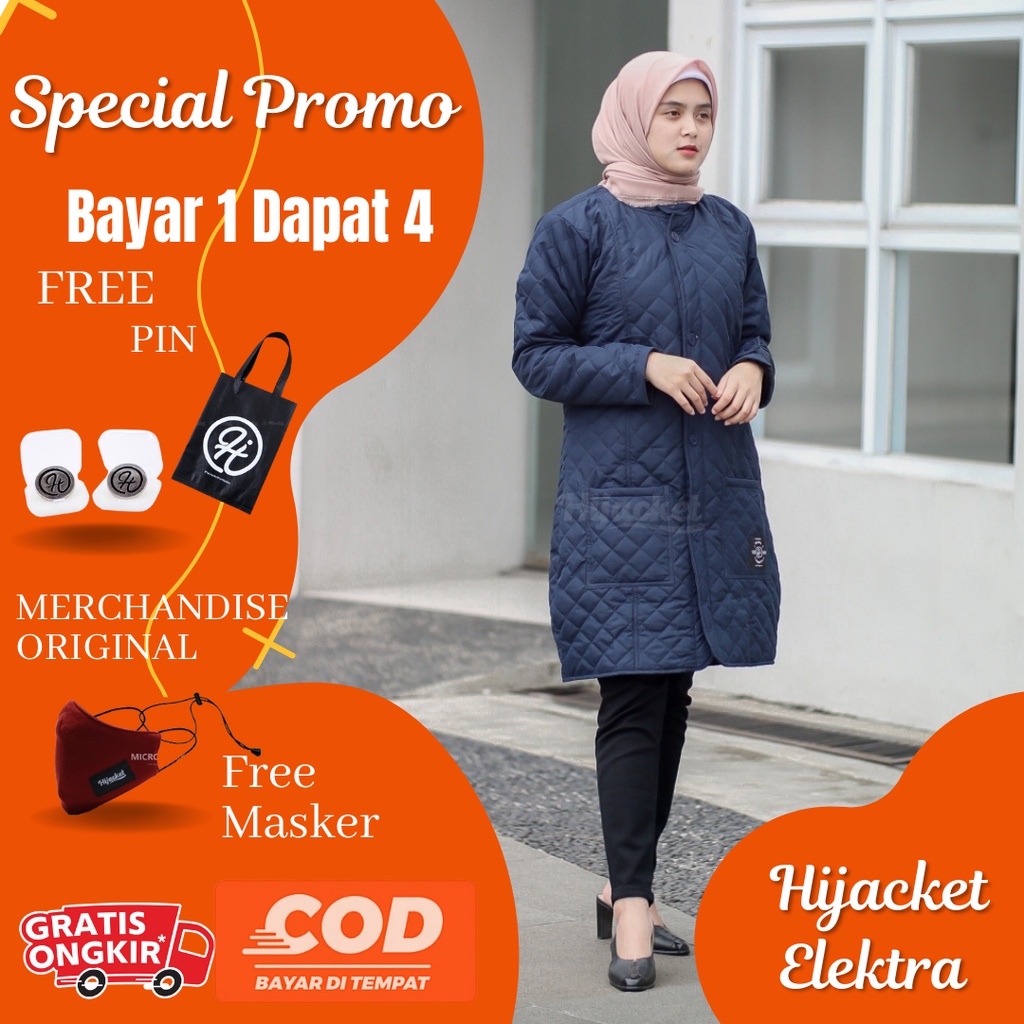 Hijacket Belva Jaket wanita hijab model long jacket bahan Micro quilting parasut