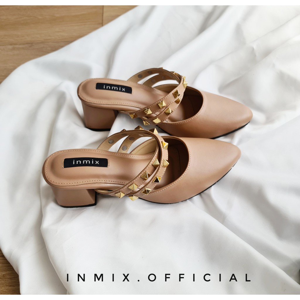 inmix - CALEA - Premium Imported Material Mules Heels 5cm - inmix Rubber Outsole-5