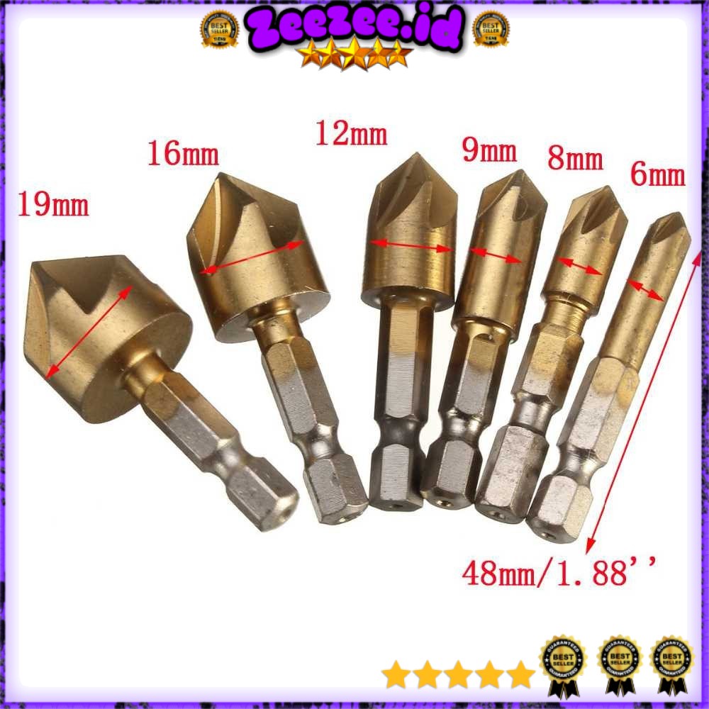 Mata Bor 6 pcs 6-19mm Drill Bit Countersink Plat Kayu Alumunium HSS- BT3