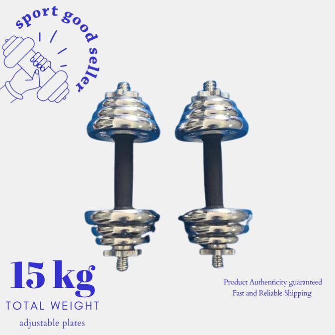 ] BARBEL BESI 15KG SET DUMBELL 1 PASANG DUMBEL