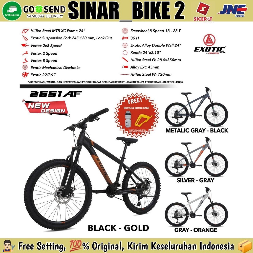 Sepeda Gunung MTB 24'' Exotic ET-2651 AF Hi-ten Steel