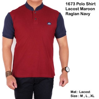 Polo Shirt Kaos Kerah shanghai Pria Cowo Laki Laki maroon 