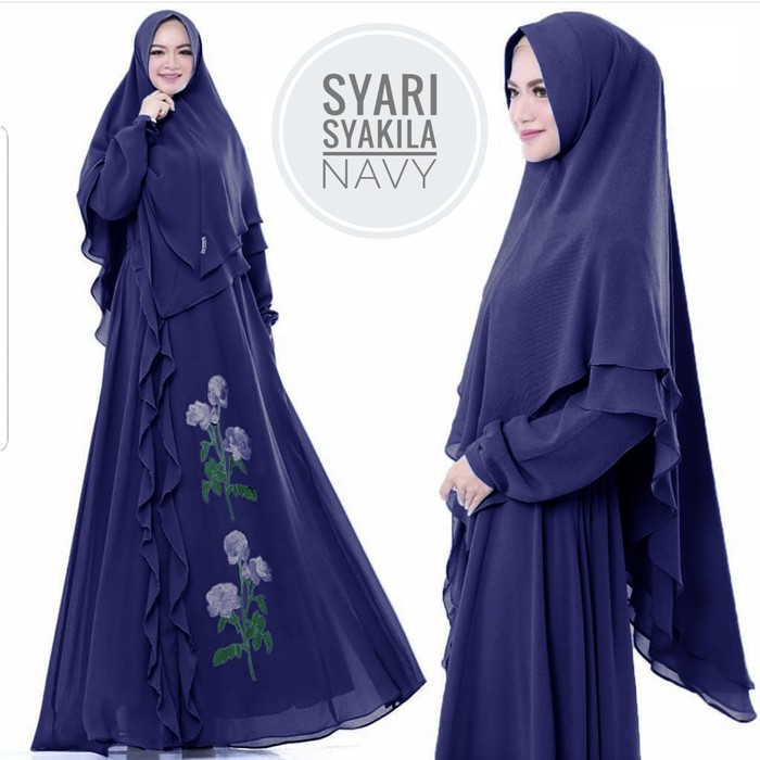 Gamis Syari TERMURAH GAMIS SYARI SYAKILA CTR1 076 - Navy Murah