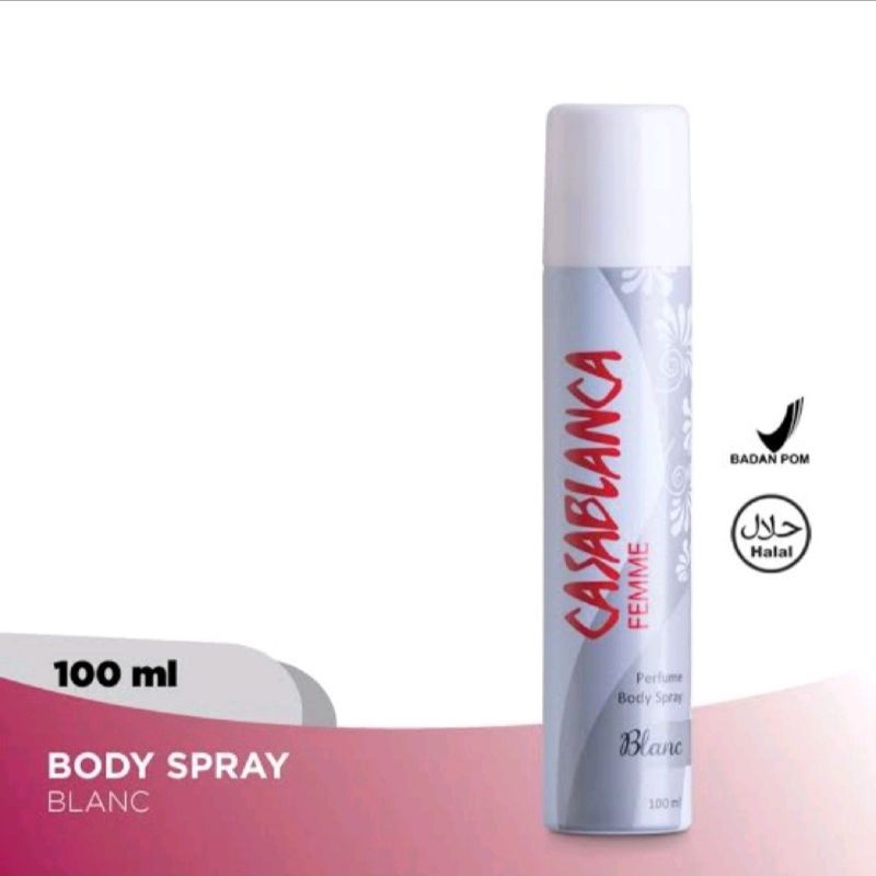 casablaca body spray 100ml,per kalengbanyak warna.