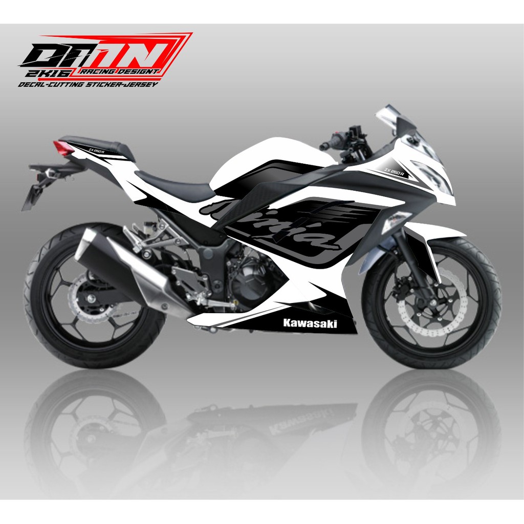 Decal Ninja fi 250  decal ninja motif simpel warna putih termurah
