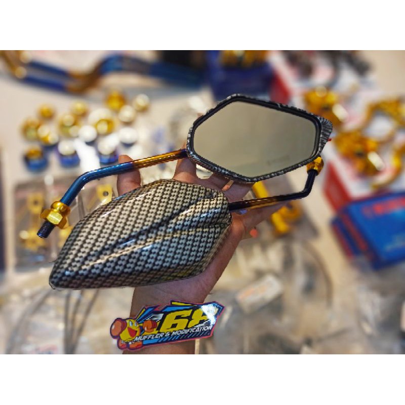 Spion carbon karbon twotone yamaha tangkai panjang jupiter mx vixion mio nouvo mio j m3 nmax aerox