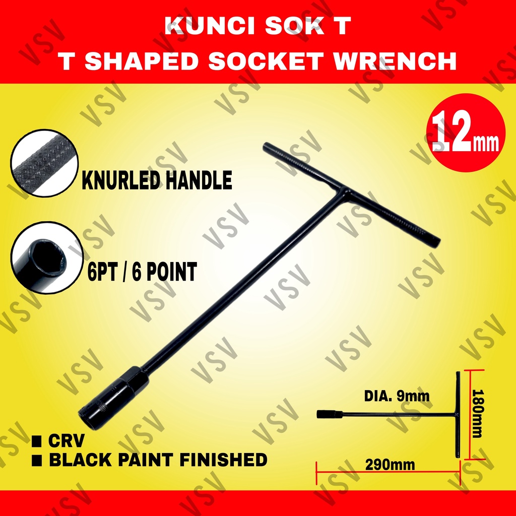 Kunci Sok T 8mm 9mm 10mm 12mm 13mm 14mm T-Type Socket CR-V Kunci T