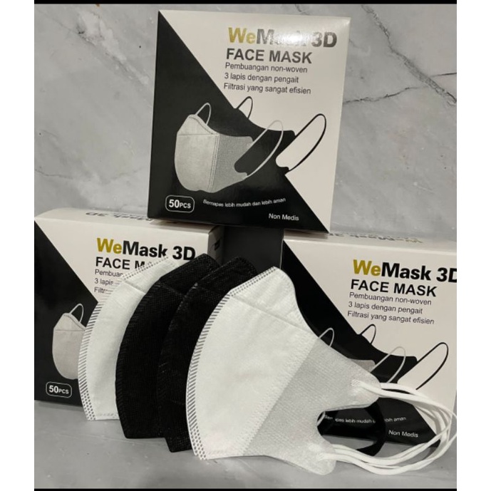 Masker Duckbill 3ply 50pcs facemask duckbill PUTIH hitam wemask protective 3ply (50pc) masker duck bill mouson alkindo