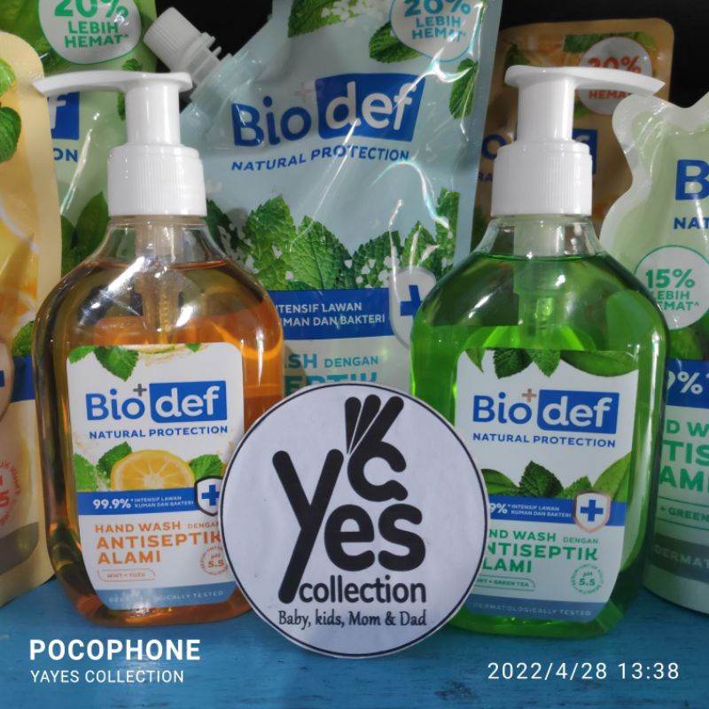 Hand Wash Biodef Bio Def Antiseptik Alami Sabun Cuci tangan 250 ml Botol Pump 200 ml Refil Pouch