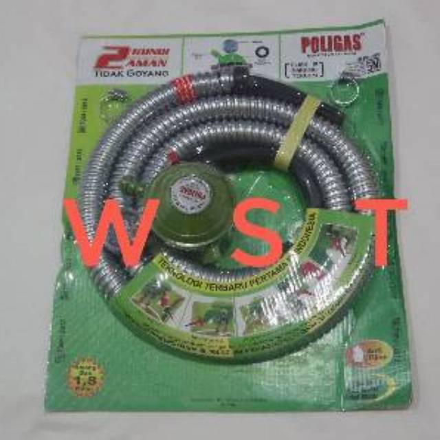 ASLI Regulator Gas LPG Double Lock + Selang POLIGAS Anti Bocor