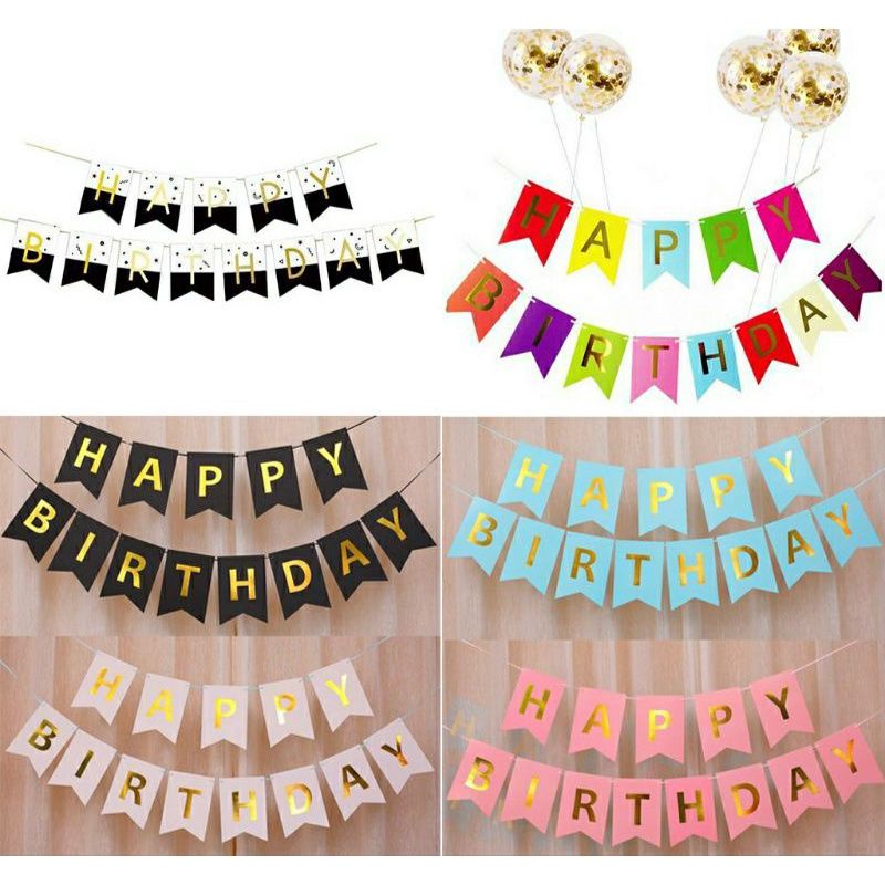 Jual Banner Birthdaybanner Tulisan Happy Birthdaybunting Flag Shopee Indonesia