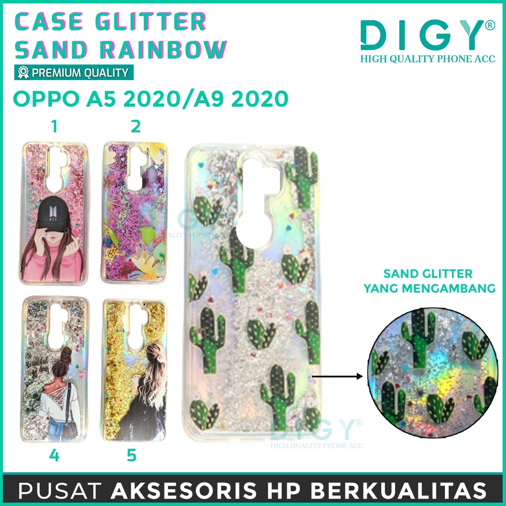 Case OPPO A53 A33 A32  A5 2020 A9 2020  Glitter Dynamic Liquid Quicksand Case Motif cewe katus bts