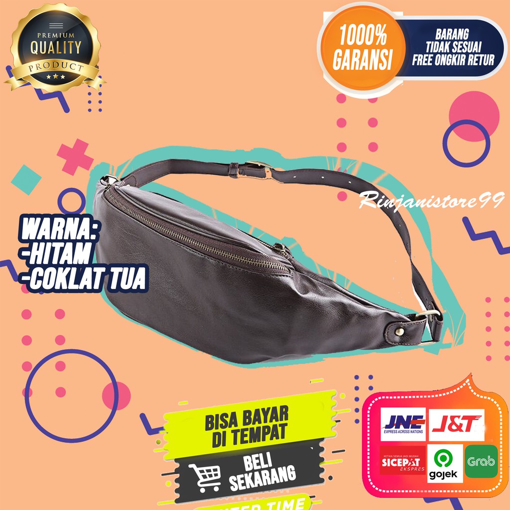 Waist Bag Cowok Kulit Tas Selempang Pria Original Branded Sling Bag Premium Import Asli Murah F127