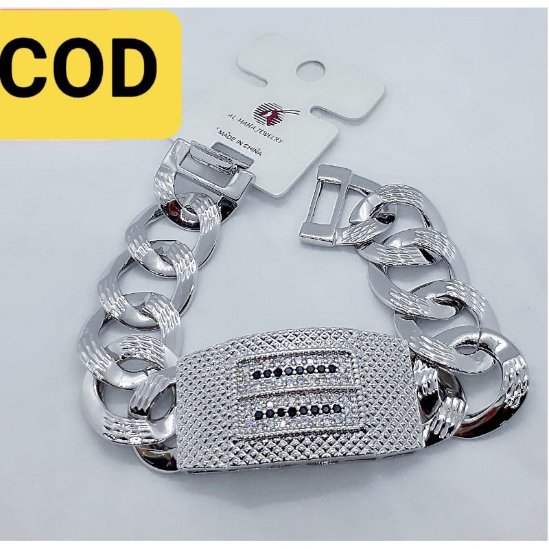 Gelang Xuping Lapis Emas 24K Rantai Plat Silver Mewah .