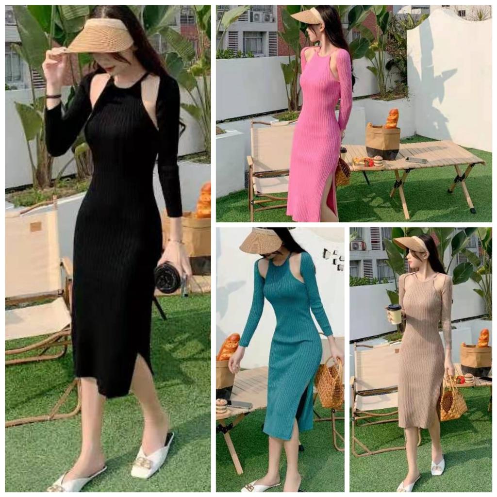 Joanne Fashion | Dress Rajut Wanita Import Premium | One Set Rajut Wanita | Dress + Cardigan | Setel