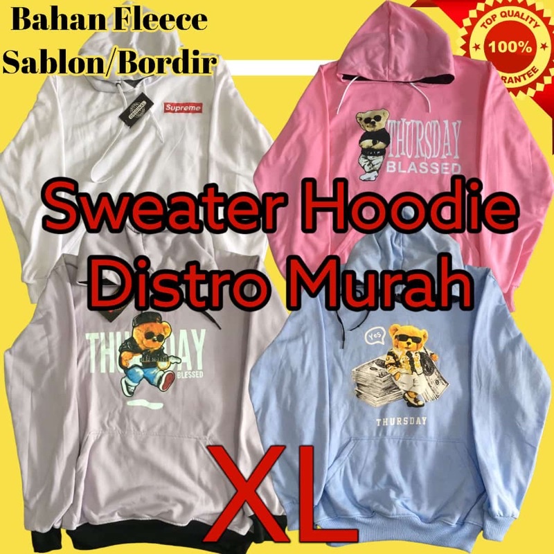 Hoodie sweater murah cewek cowok ukuran xl atasan kekinian jaket distro semarang