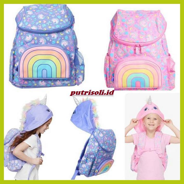 taslesnar- smiggle shark hoodie junior backpack - unicorn ungu -taslesnaranak.