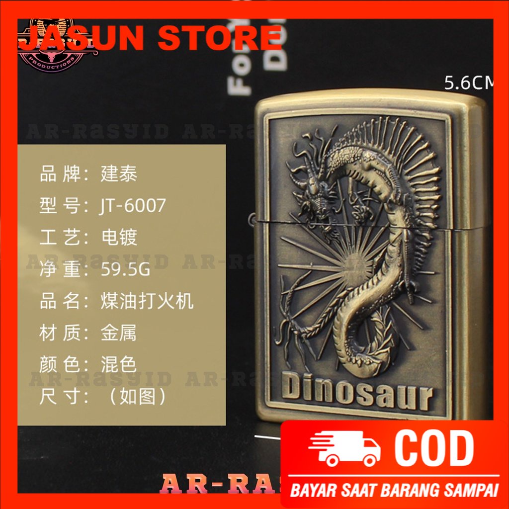 BISA COD! Korek Api Roda Api Zippo Minyak Jiantai Motif Dinosaurus Dinosaur War JT-6007