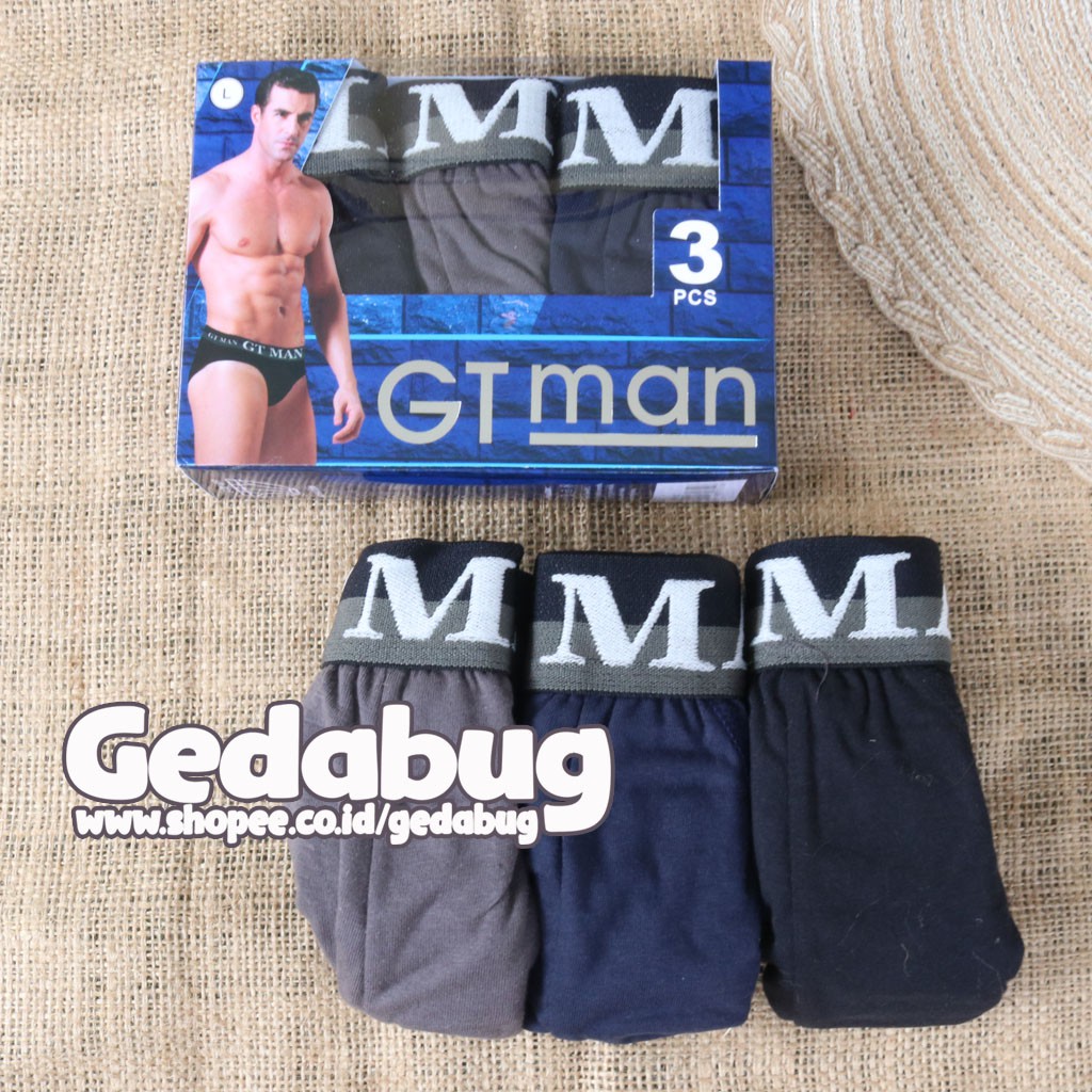 3 Pcs - CD GT Man GTK-09 | Celana dalam pria karet tebal