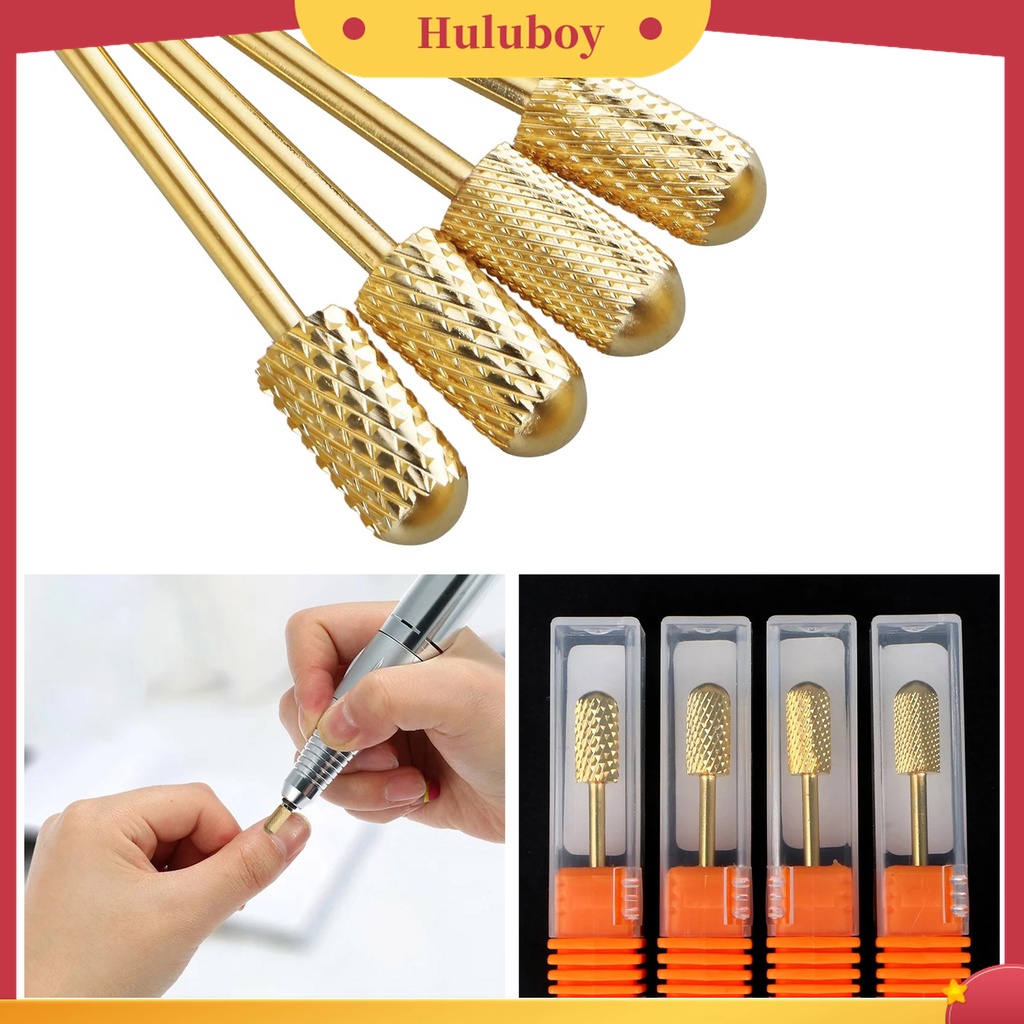 Huluboy Huluboy♡ 4pcs Mata Bor Pengikir Kuku Sturdy Bahan Tungsten Steel Untuk Manicure