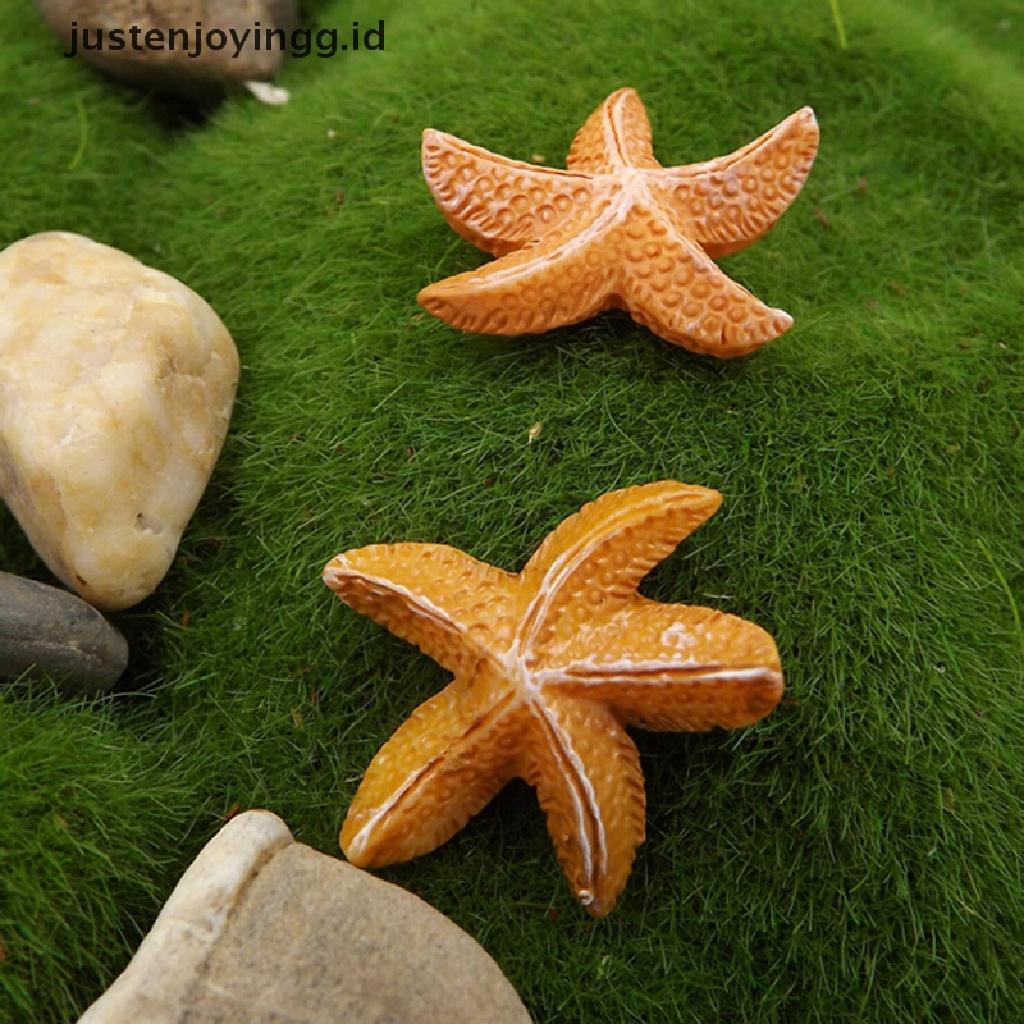 // justenjoyingg.id // 2pcs Starfish Miniatures Fairy Garden Decorations Micro Landscapes DIY Resin Crafts Bonsai Figurine Garden Terrarium Accessories ~