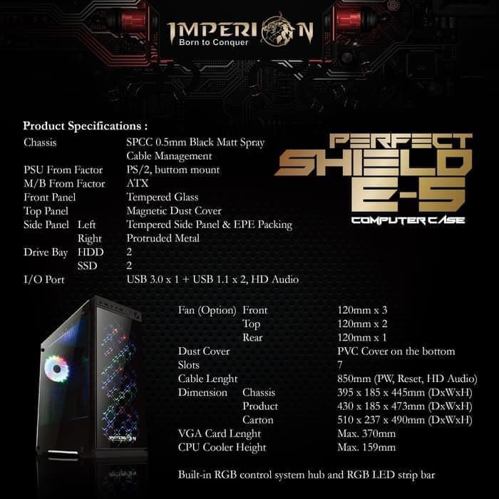 Casing pc imperion Perfect shield E5 - Pc Case Komputer Shield E-5