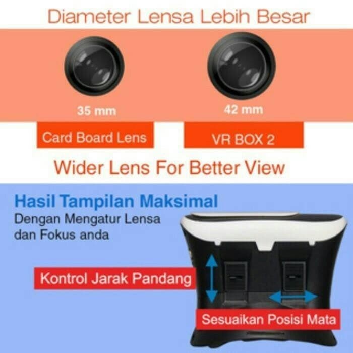 [TERBARU] VIRTUAL REALITY 3D / VR BOX FOR SMARTPHONE VERSI 2.0