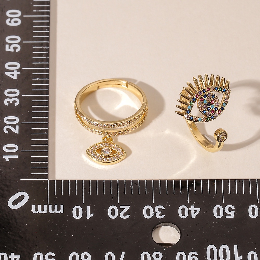 Eropa dan Amerika baru Iblis Mata zircon cincin wanita populer tangan perhiasan 18K emas vintage rin