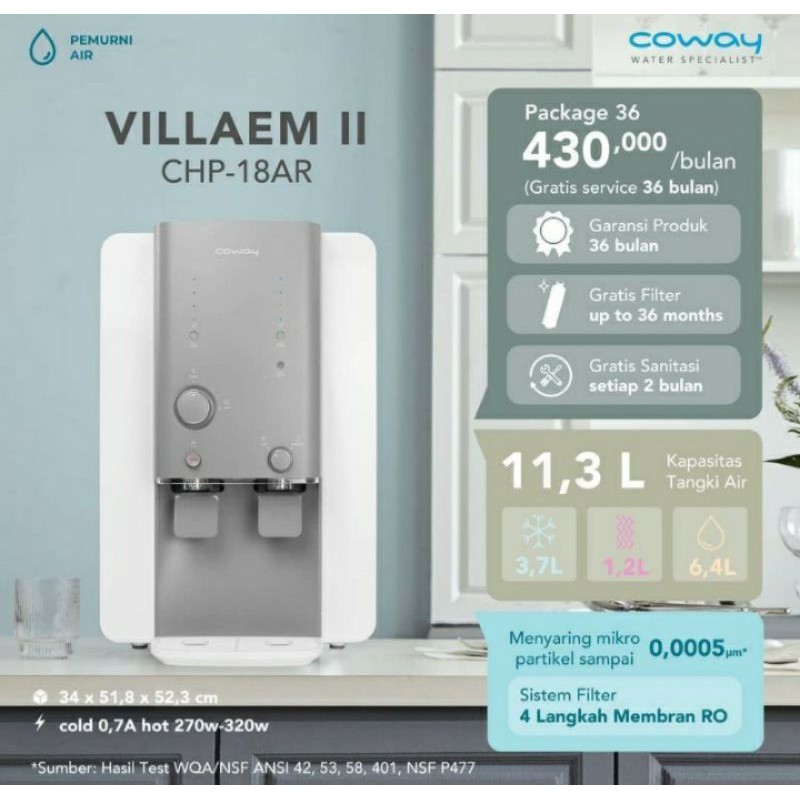 WATER PURIFIER COWAY VILLAEM II CHP-18AR/DISPENSER ( Pemurni Air )