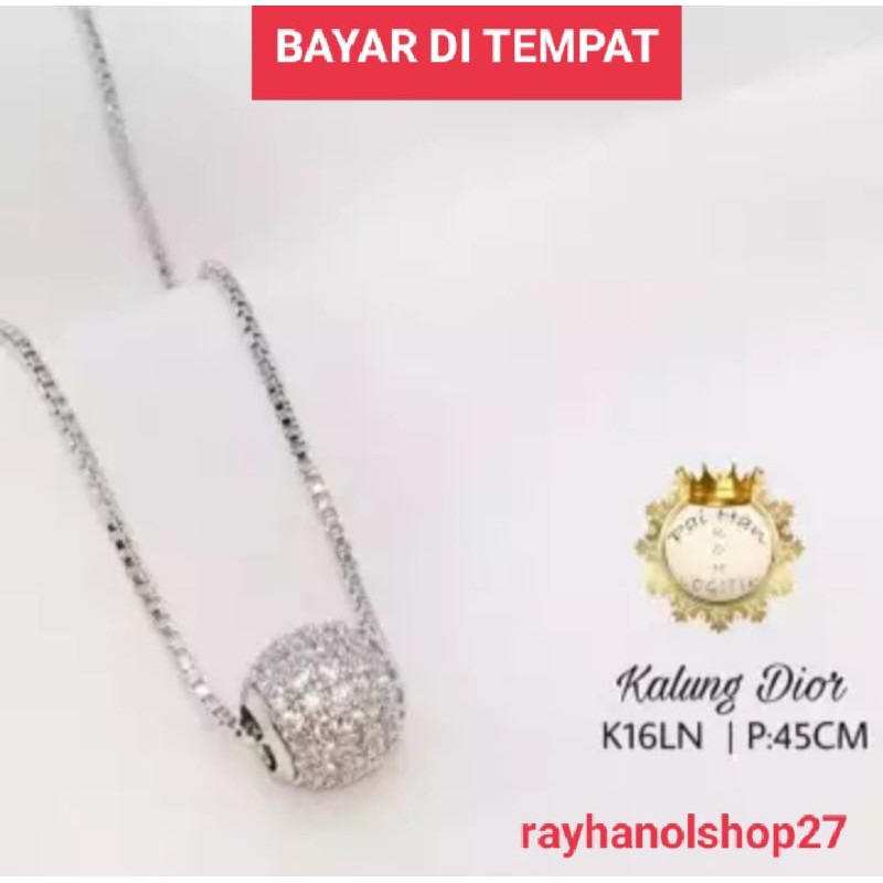 KALUNG LIONTIN BOLA CANTIK FULL PERMATA GOLD DAN SILVER