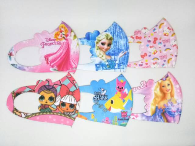 Masker Anak Scuba Motif Kartun / Masker Non Medis / Hello Kitty, Princess, Baby Shark, Avengers, LOL