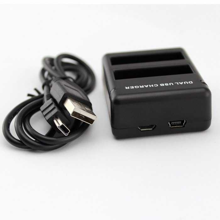 SHOOT Travel Charger Baterai 2 Slot untuk GoPro Hero 4 - AHDBT-401-Hitam