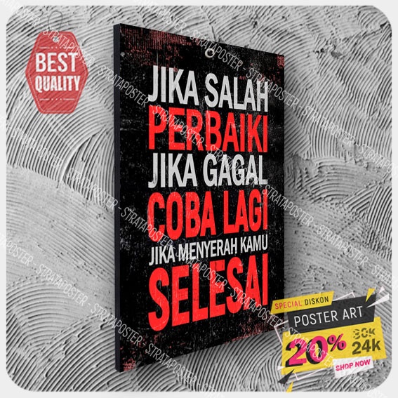 pajangan dinding quotes - hiasan dinding motivasi - poster - wall decor - poster dinding - 203089KRN