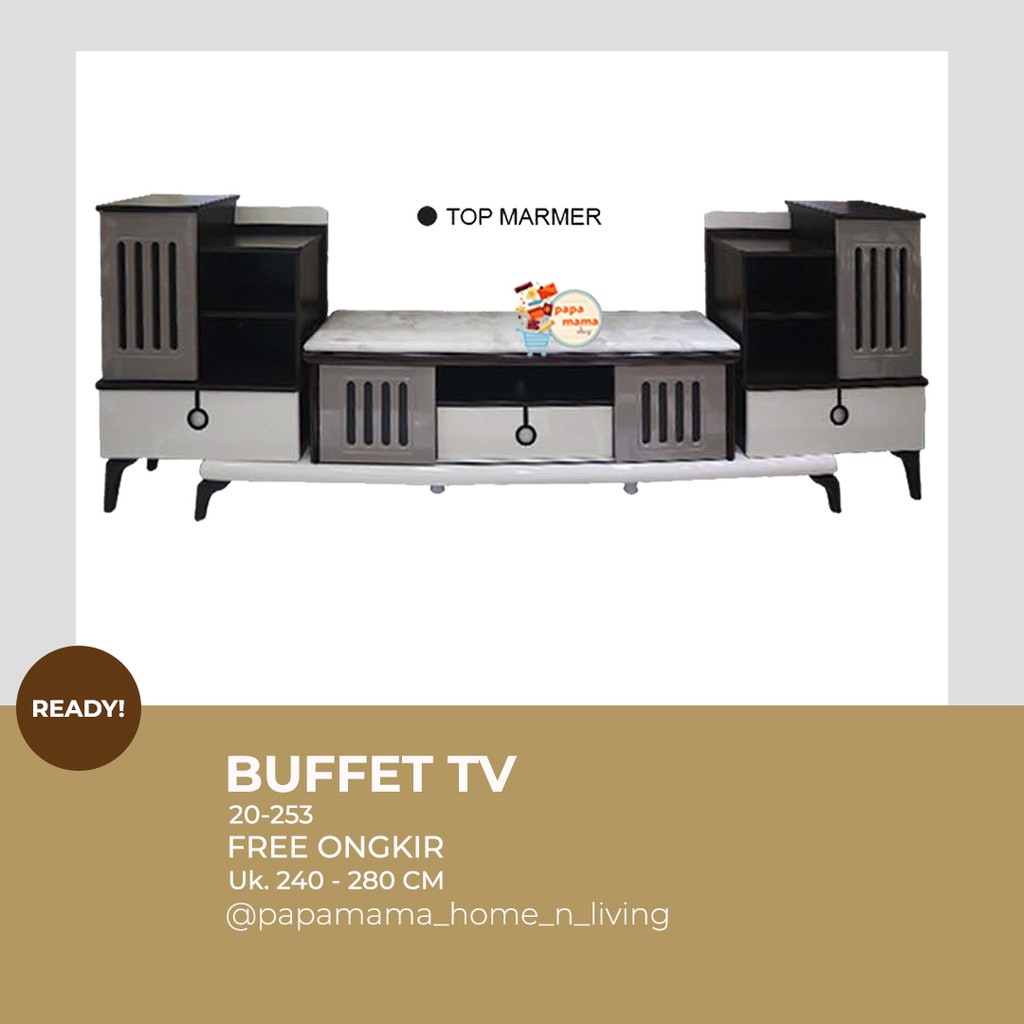 Meja BUFFET TV Marmer Minimalis -Lemari TV Uk 240cm - Rak Tv 20 -253 - Medan
