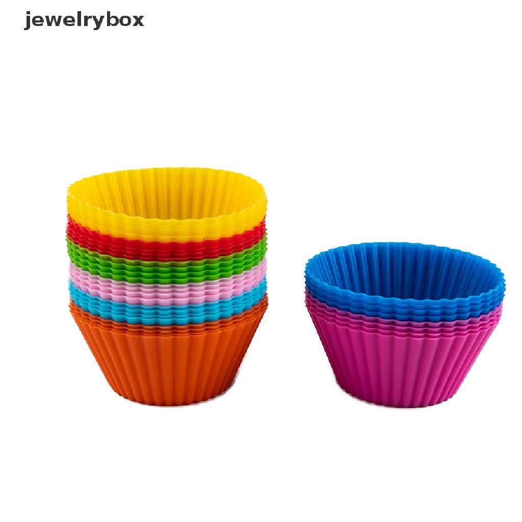 (jewelrybox) 4pcs / Set Cetakan Cupcake / Muffin Bentuk Bulat Bahan Silikon Untuk Perlengkapan Dapur