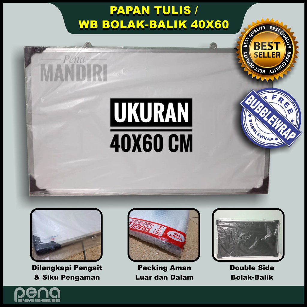 Whiteboard 40x60 Papan Tulis Anak Putih White Board 2 Sisi