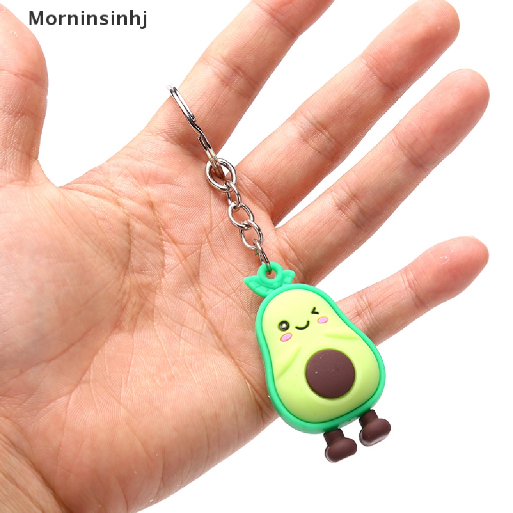 Mornin 1x Lucu Simulasi Buah Alpukat Gantungan Kunci 3D Resin Lembut Tersenyum Avocado Keychains id