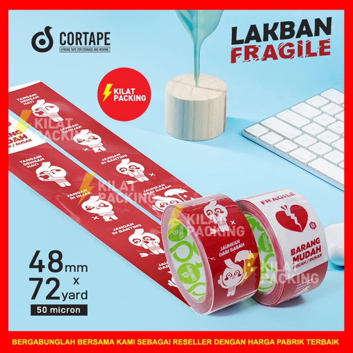 

perekat-pengikat- lakban / plakban fragile mascot cortape termurah satuan -pengikat-perekat.